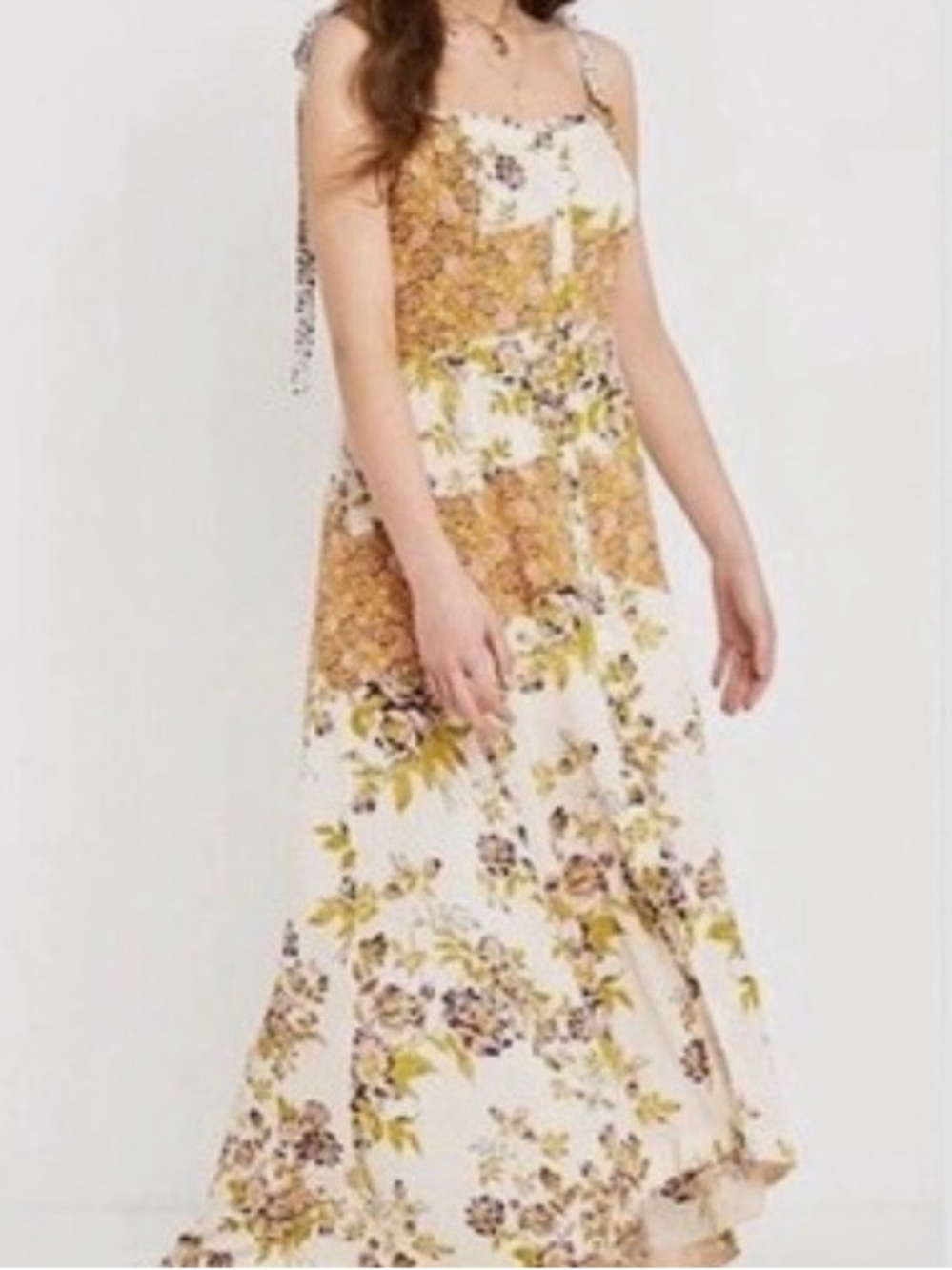 Free People Floral Tie-Strap Maxi Dress size 4